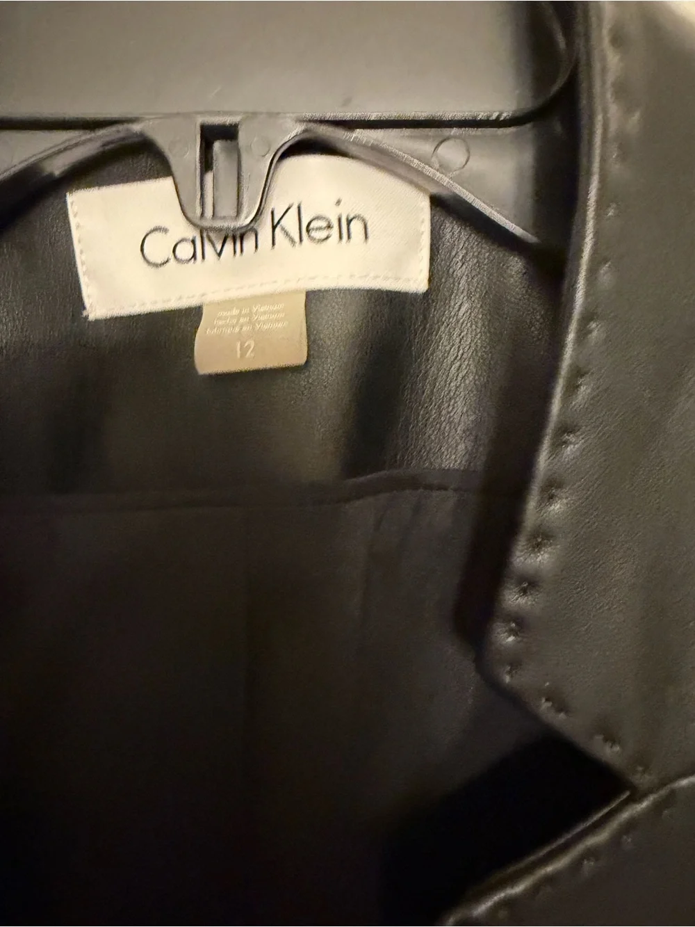 Calvin Klein Black Faux Leather Blazer